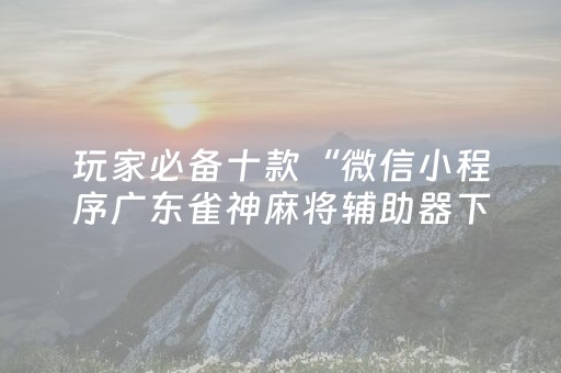 玩家必备十款“微信小程序广东雀神麻将辅助器下载”（AI辅助胡牌规则)