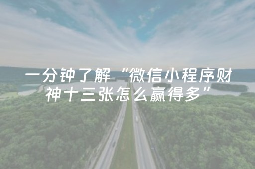 一分钟了解“微信小程序财神十三张怎么赢得多”（插件开挂免费AI)