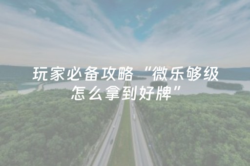 玩家必备攻略“微乐够级怎么拿到好牌”（小程序必赢神器)