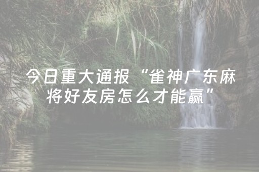 今日重大通报“雀神广东麻将好友房怎么才能赢”（透明挂辅助器)