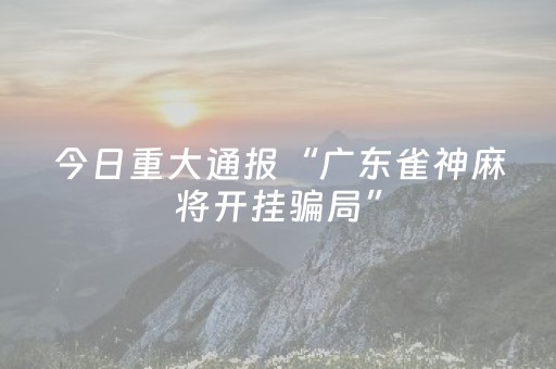 今日重大通报“广东雀神麻将开挂骗局”（胜率到哪调)