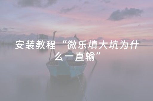 安装教程“微乐填大坑为什么一直输”（怎么调胜率)