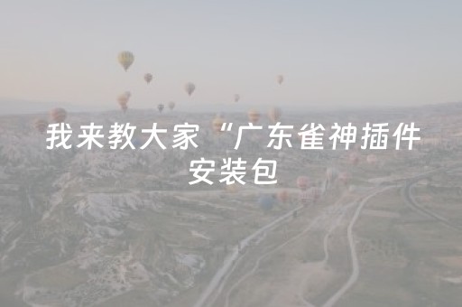 我来教大家“广东雀神插件安装包（专用辅牌神器免安装）