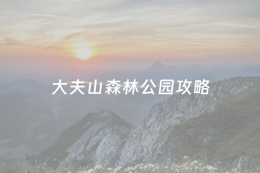 大夫山森林公园攻略（大夫山森林公园游玩攻略）