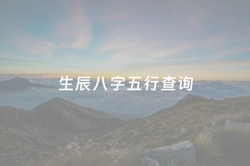 生辰八字五行查询（起名生辰八字五行查询）