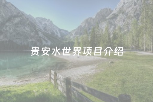 贵安水世界项目介绍（贵安水世界项目介绍名字）